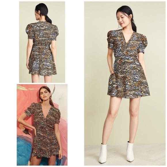 EUC Saloni Lea Ink Tiger Silk Wrap Mini Dress 2​​​​​
